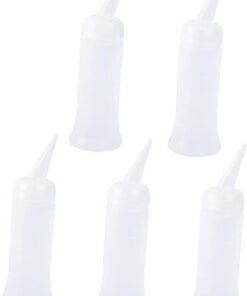 Healeved Flacon Applicateur Cheveux en Plastique Blanc 5 Pcs Échelle pour Coiffure et Soins Capillaires