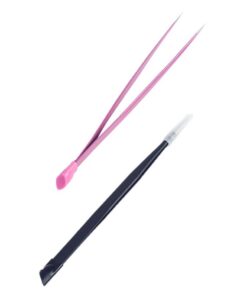 Toyvian 2 Pièces Pinces à Épiler pour Manucure en Acier Inoxydable à Double Tête Embout Silicone, Outil Portable et Simple pour Pose de Décalcomanies Ongulaires