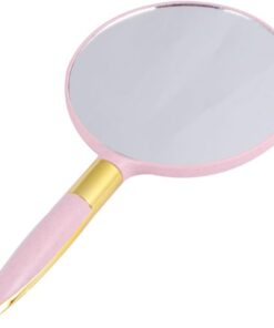 OUNONA Miroir de Maquillage Rétro Rond Portable Accessoire Cosmétique Pratique Rose