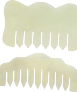 Housoutil Peigne en Jade Léger pour Massage du Cuir Chevelu 2pcs, Outil Gua Sha Doux, Fine Finition et Artisanat pour Soin Capillaire Relaxant
