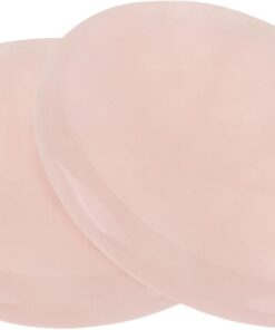 HEMOTON Lot de 2 Pierres de Jade Rondes Rose pour Extensions de Cils, Cristal Solide, Outil Pratique pour Femmes et Filles, Maintien Longue Durée des Cils