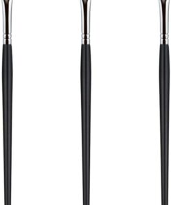 3 Pièces Pinceau Eyeliner Biseauté Noir, Set de Maquillage Yeux | Manche en Bois et Métal, Format Léger et Portable, Usage Maison ou Voyage, pour Femmes et Filles