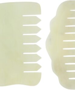 Peignes en Jade Légers Bords Arrondis et Lisses Lot de 2 pour Massage Cuir Chevelu Outil Gua Sha Multifonction pour Soins Capillaires Naturels