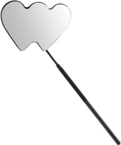 OUNONA Miroir Forme De Cœur Miniature Miroir De Voyage à Main Forme De Cœur à Cils avec Poignée