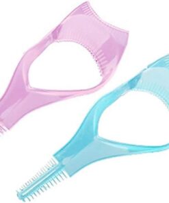 Lot de 2 pinceaux à mascara 3 en 1 rose et bleu pour recourbe-cils - Outil de maquillage - Couleur aléatoire - Durable et pratique - Outils et accessoires