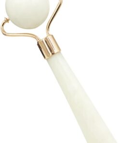 VICASKY Rouleau de Massage Facial en Jade Naturel Blanc Léger pour Soin Peau et Massage du Visage, Outil pour Produit Beauté Femme Couleur Aléatoire