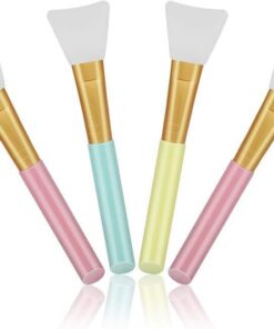 Lot de 4 pinceaux de maquillage multicolores en silicone pour fond de teint, anti-cernes, crème, contour