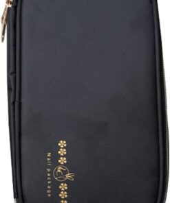 Pochette de Rangement pour Nail Art en Tissu Noir, Étui de Salon | Outils de Manucure et Stylos, Format Portable, Protection Imperméable, Usage Table de Toilette