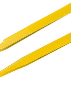 MAXLEAF Lot de 2 pinces à épiler droites incurvées en acier inoxydable pour autocollants, extensions de cils, électronique de précision, bijoux en strass, outils de scrapbooking (jaune)