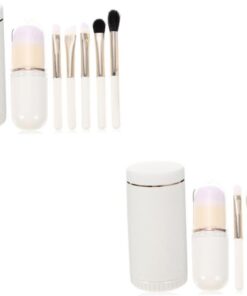 Healeved Lot De 2 Pinceaux De Maquillage En Fibres Artificielles Avec Miroir Outil De Maquillage Pratique Pour Les Voyages