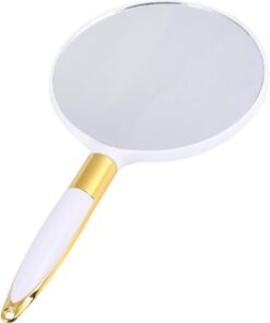 Housoutil Miroir De Maquillage Rétro Portable Miroir Cosmétique Rond à Main Accessoires Élégants Blanc