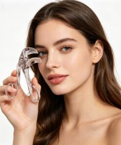 Recourbe-cils sans bordure en forme de tournesol - Peigne à dents grand angle - Outil portable en plastique transparent - Accessoire de maquillage