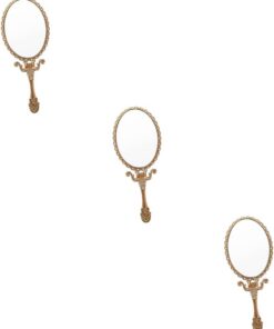 Housoutil 3 Pièces Miroir de Miroir Portable décor Vintage Outil de Maquillage à Main Accessoire de Maquillage Classique à Main Vert Rouge Outils de Maquillage