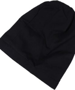 Housoutil Bonnet à Cheveux en Satin Noir avec Large Bordure Élastique, Design Ergonomique pour Protéger Coiffures, Unisexe pour Dormir et Soins Capillaires