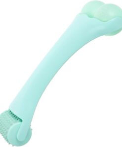 Rouleau de Massage Facial à Double Tête Vert Manuel | Plastique et Silicone, Prise Ergonomique, Format Portable pour Voyage, Outil de Soin Peau