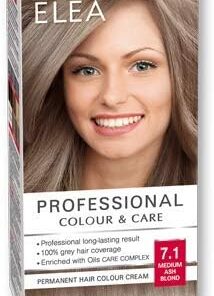 ELEA PROFESSIONAL CREME DE COLORATION PERMANENTE POUR CHEVEUX 7.1 moyen blond cendré AVEC COMPLEXE DE SOIN D'HUILES ivoire