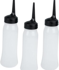 Healeved Lot De 3 Flacons Doseurs Applicateurs Courbés Grosse Taille En Pp Souple Pour Coloration Capillaire Professionnels Salon Coiffure Échelle Graduée Pour Teinture Cheveux Et Soins Capillaires | Forme Soignée, Dosage Liquide et Application de Teinture, Usage Spa et Aromathérapie