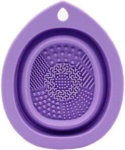 Bol de nettoyage pliable en silicone, outil cosmétique portable avec base en gel souple pour l'entretien des accessoires de maquillage (violet)