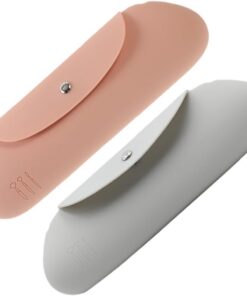 Pochette à Pinceaux de Maquillage en Silicone 2 Pièces, Étui Portable | Rangement Léger pour Voyage et Extérieur, Simple à Stocker les Outils, Lot de Deux