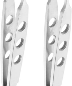 Pince à Épiler Paupières en Acier Inoxydable, Lot de 2 | Outil de Soins Oculaires Compact et Léger, Usage Professionnel, Format Argenté pour Déplacements et Salon