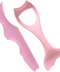 Housoutil Outil Applicateur D’eyeliner en Silicone Réutilisable 2 Pièces, Aide au Maquillage des Yeux, Pochoir pour Sourcils, Rose