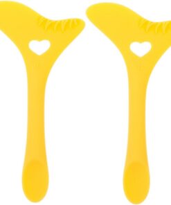Outil de Tampon Eyeliner Inférieur en Silicone Jaune, 2 Pièces | Maquillage des Yeux, Réutilisable, Aide de Maquillage, Adapté aux Femmes Débutantes