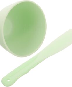 ULTECHNOVO Set Bol Masque Visage Vert et Bâton Silicone Souple Bol Mélangeur DIY Portable pour Soins Visage Outil Cosmétique pour Préparation Masque Cadeau Femme