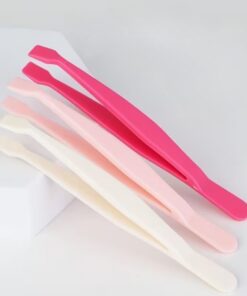 Lot de 3 pinces à épiler plates en plastique, outil d'extension de cils léger et lisse, applicateur anti-adhésif pour cils inférieurs et beauté