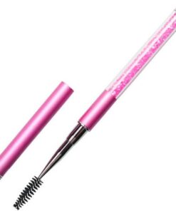 HESSION Peigne à cils et recourbe-cils - Brosse de maquillage pour mascara, sourcils avec capuchon - Accessoires de voyage (rose vif)