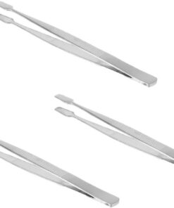 STOBAZA Lot de 3 Pinces à Timbres en Acier Inoxydable Argenté Pince à Épiler pour Tampon et Faux Cils Outil Léger et Pratique pour Collectionneurs et Maquillage