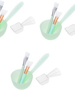 Housoutil 15pièces Set Bol Silicone Pour Masque Visage Kit Outils Cosmétiques Vert