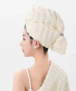1 serviette extra large à séchage rapide pour cheveux - Bonnet de douche tricoté doux super absorbant pour soins capillaires après la douche