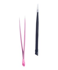 HEMOTON 2 Pièces Pince à Épiler de Précision pour Manucure à Double Tête en Acier Inoxydable Tige en Silicone, Outil Simple pour Autocollants et Usage Professionnel