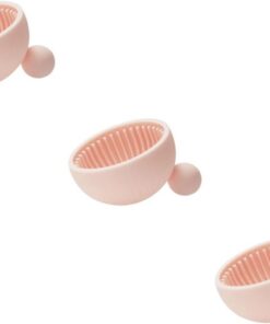 Healeved 3pièces Bowl De Nettoyage De Pinceaux De Maquillage Silicone Portable Outil Pratique Pour Nettoyer Brossettes Rose