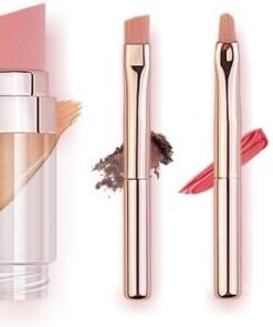 Ensemble de pinceaux de maquillage multifonction 5 en 1 - Outils de beauté portables pour femmes - Brow, lèvres, poudre, blush (Or rose)
