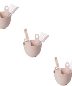 Healeved 3 Ensembles bol de masque gadgets de mélange de masques applicateur de masques masque facial face mask accessoire skincare de mélange de masque bols pour le visage abdos rose