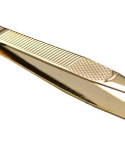 Pince à Sourcils en Acier Inoxydable Plaqué Or 9 X 0,8 CM Pince à Extensions de Cils Outil de Beauté Portable avec Peigne à Sourcils