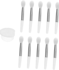 Lot de 11 Set de Set de Pinceaux à Rouge à Lèvres en Silicone Blanc Étui | Souple, Accessoires Beauté pour Maquillage, Outils de Précision pour Application et Retouches