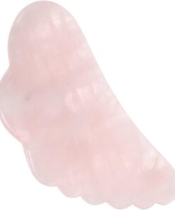 Angoily Outil de Massage Facial en Cristal Rose Naturel, Plaque à Gratter Ergonomique pour Soin du Visage Yeux, Améliore la Texture Peau, Présent Famille