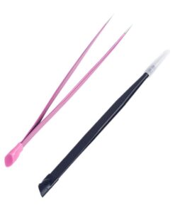 Ciieeo Pinces à Épiler Outil Simple et Pratique Lot de 2 pour Manucure en Acier Inoxydable Embout Silicone Double Tête pour Nail Art Professionnel ou Personnel