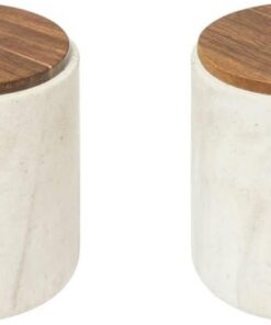 5 five simply smart 5five - pot à cotons côme effet marbre (Lot de 2)