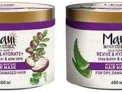 Maui Moisture | Masque capillaire Revive & Hydrate + Shea Butter (pot de 400 ml) – Soin cheveux revitalisant au beurre de karité – Masque végan pour cheveux secs et abîmés (Lot de 2)