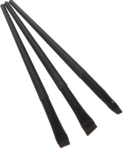 Pinceau Eyeliner Biseauté Noir 3 Pièces en Aluminium et Plastique | Outil de Maquillage Yeux, Prise en Main Confortable, Tracé Lisse pour Artistes et Passionnés