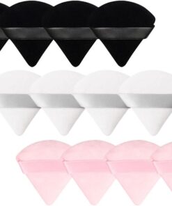 Healvian 12 Pièces Triangle Powder Puff Makeup Applicator Éponge Maquillage Femme Kit de Blanc Noir et Rose Outil Beauté Pratique pour Application de Fond de Teint et