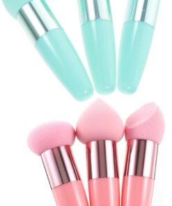 Gatuida Lot de 6 Pinceaux à Maquillage Éponges Souples pour Maquillage Humide et Sec Accessoires en Pp et Latex Précis et Naturel