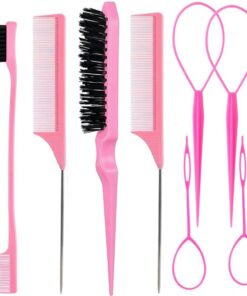 Lot de 8 brosses à cheveux professionnelles pour coiffure, accessoires de soins capillaires Rose