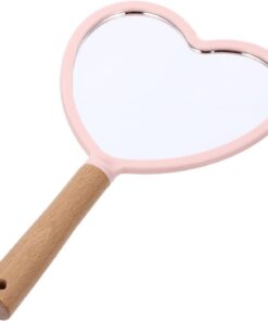 Gatuida Miroir Maquillage Portable Forme de Cœur Outil Cosmétique Compact pour Retouches Beauté Rose