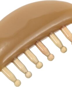 Gatuida Peigne de Massage Prise Confortable en Résine et Bois de Santal Khaki en Corne de Mouton 7 Dents pour Massage du Cuir Chevelu pour Soin Capillaire Quotidien