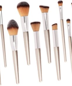 Housoutil 10pièces Maquillage Avec Manche Bois Pour Femmes Et Filles Outil De Maquillage Cosmétique