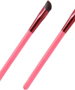 Lot de 2 Pinceaux à Maquillage dont Pinceau Sourcils Biseauté et Correcteur 3D en Fibres Artificielles Adapté pour Usage à Domicile et Professionnel